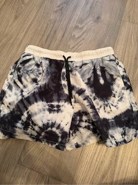 Happy Hour Tie Dye Swim Trunks Board Shorts Size Medium Blue White